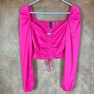 H&M hot pink long sleeve crop top